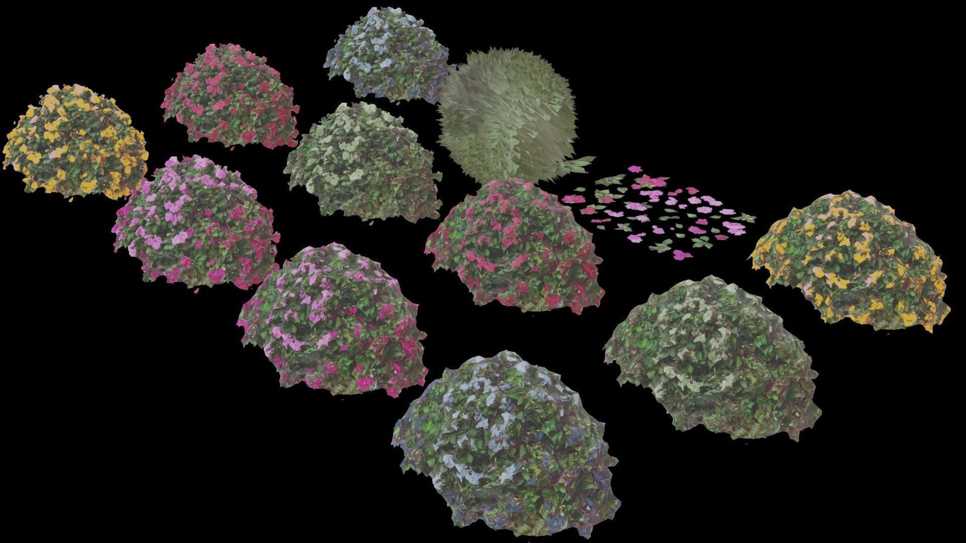 Flowers bush bundle - scanned Low-poly 3D model_11