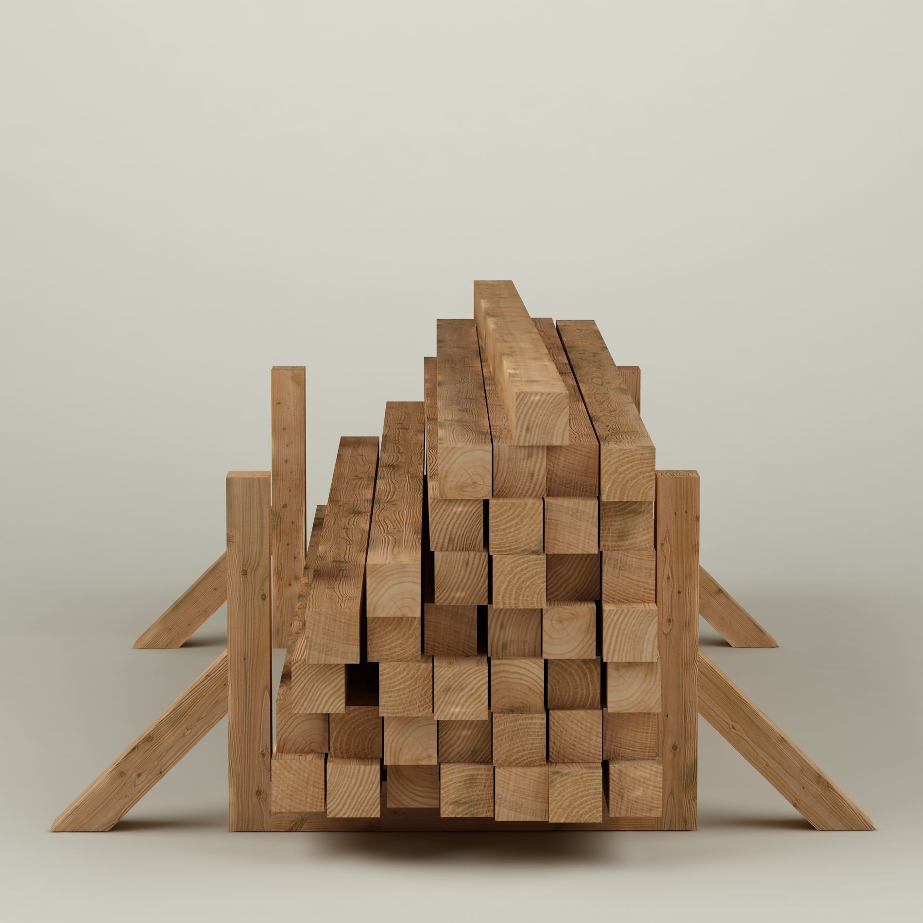 Stack wood materials 01 Low-poly 3D model_1