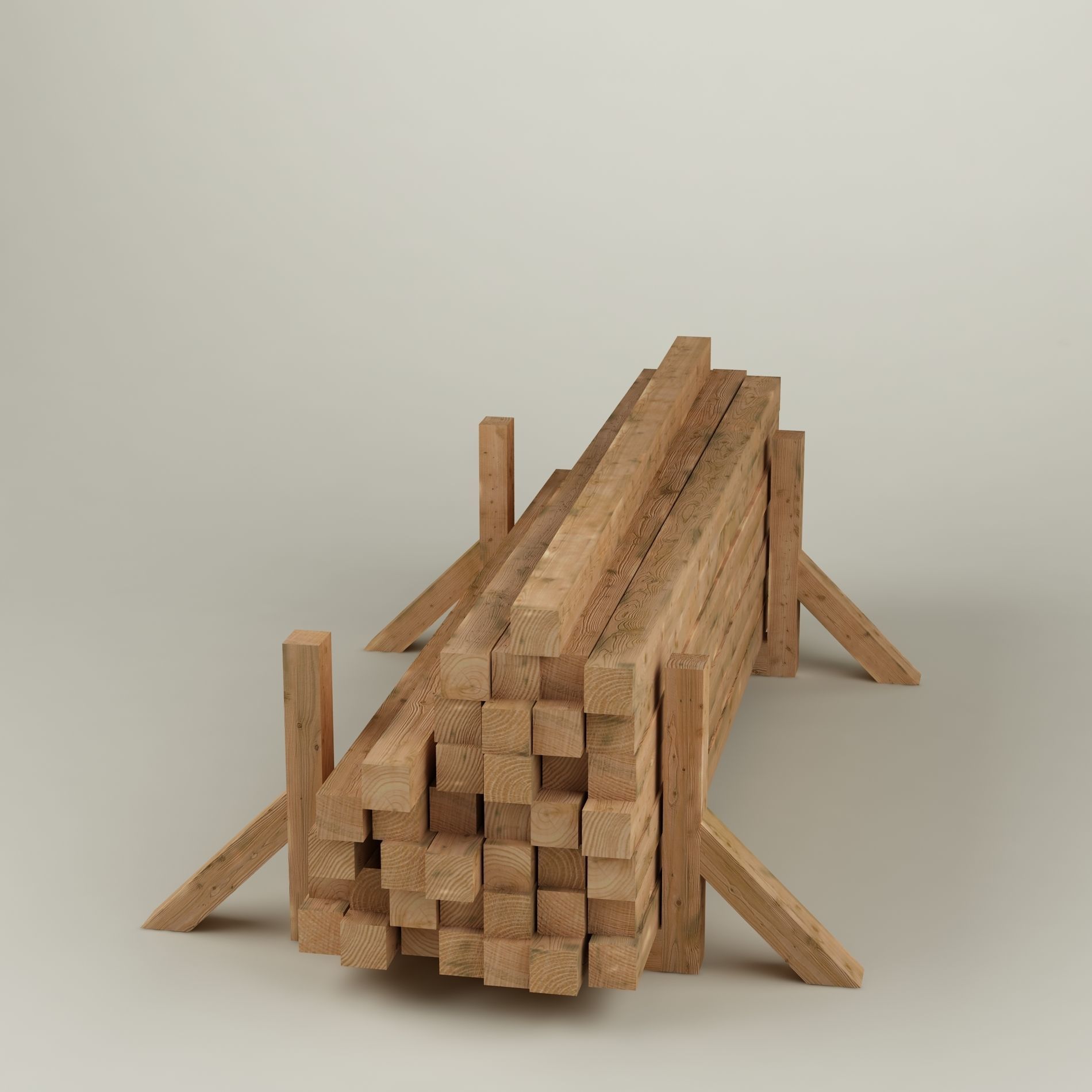 Stack wood materials 01 Low-poly 3D model_3
