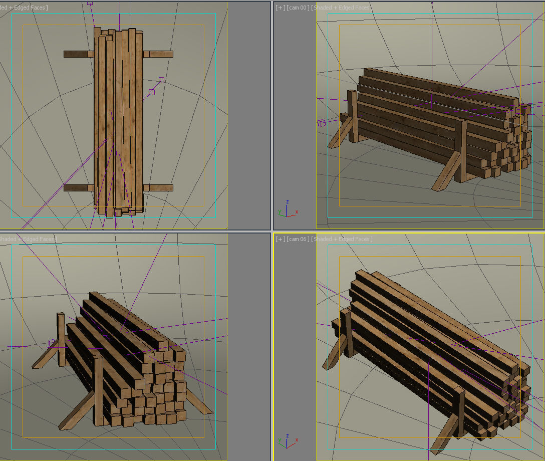 Stack wood materials 01 Low-poly 3D model_14