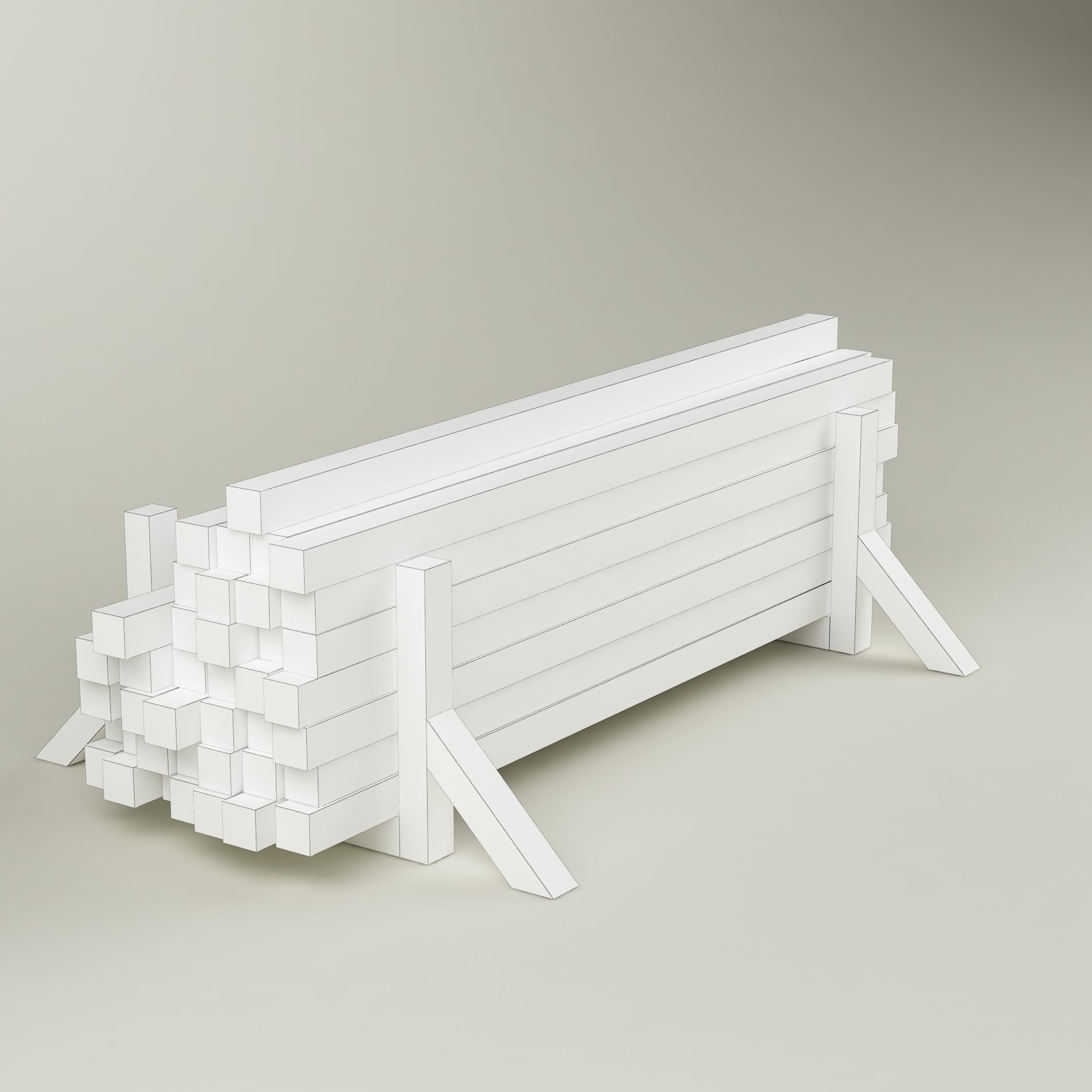 Stack wood materials 01 Low-poly 3D model_13