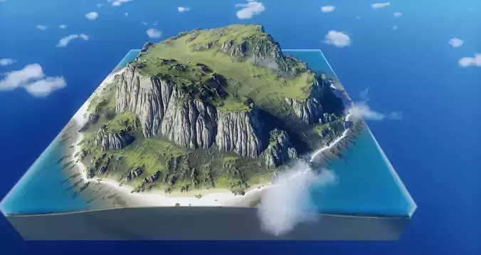 Treasure Island Low-poly 3D model