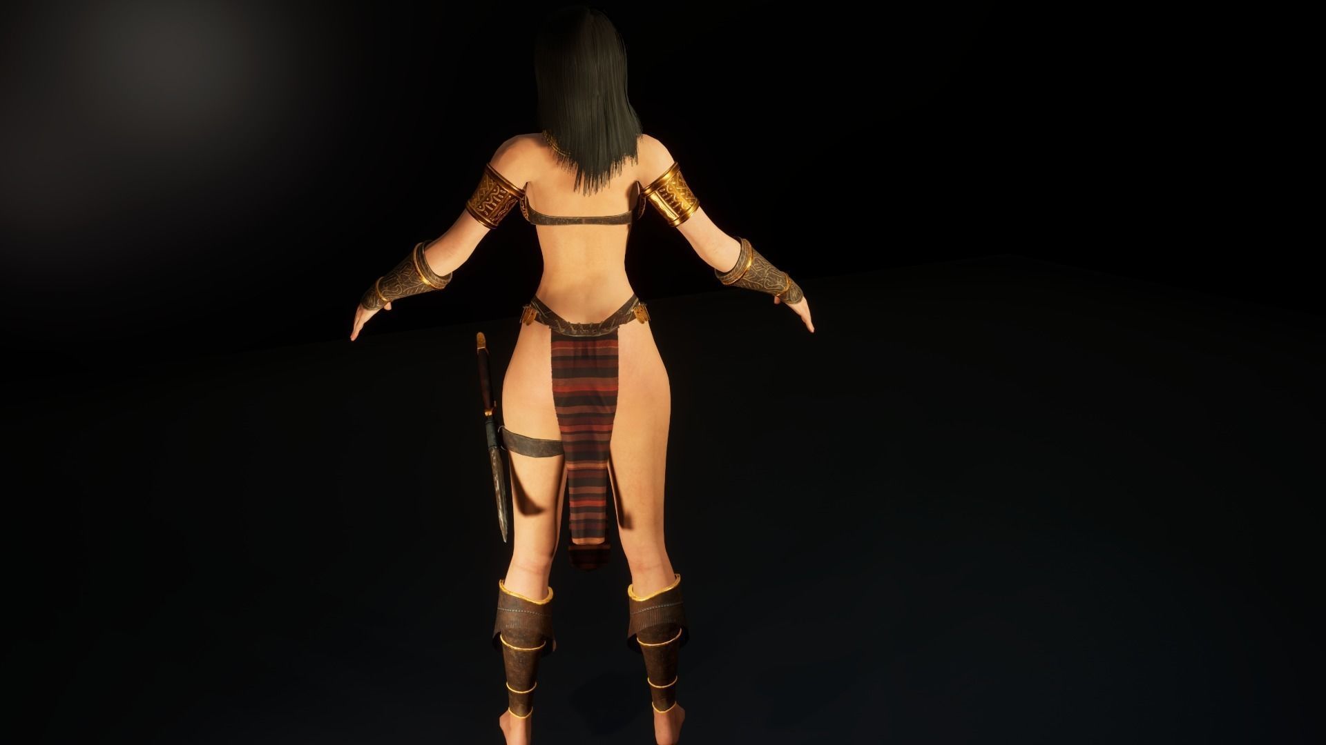 Amazonian warrior girl Unity and UE engines Low-poly 3D model_5