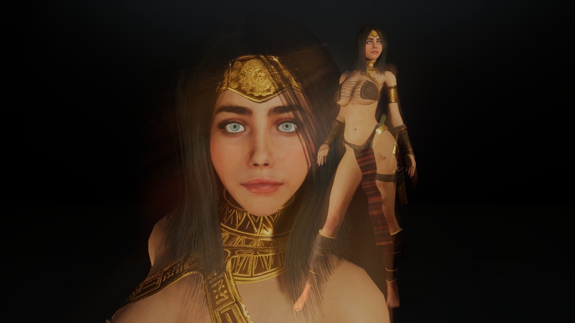 Amazonian warrior girl Unity and UE engines Low-poly 3D model_3