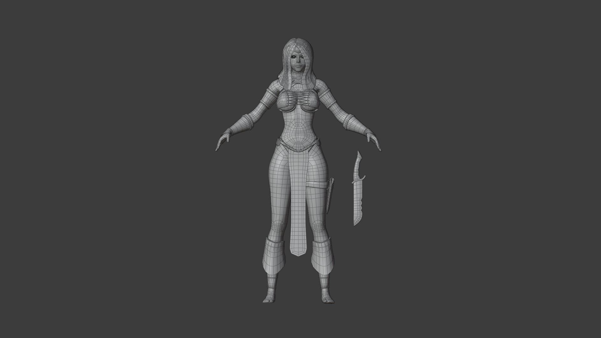 Amazonian warrior girl Unity and UE engines Low-poly 3D model_14