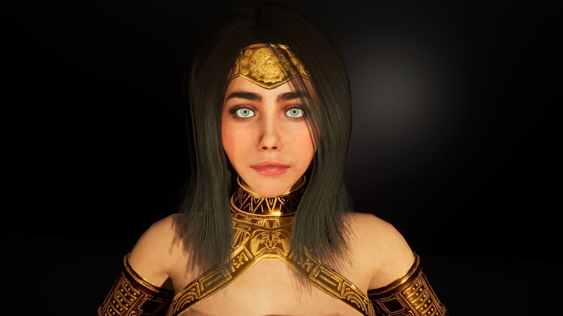 Amazonian warrior girl Unity and UE engines Low-poly 3D model_12