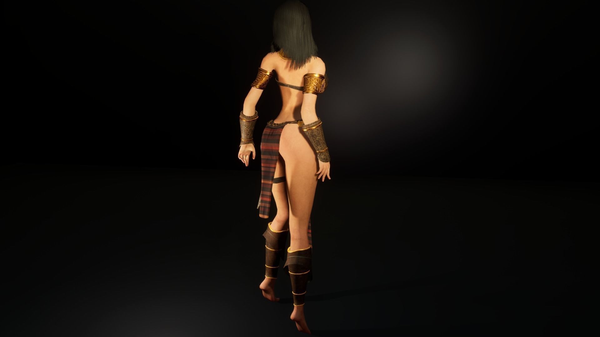 Amazonian warrior girl Unity and UE engines Low-poly 3D model_8