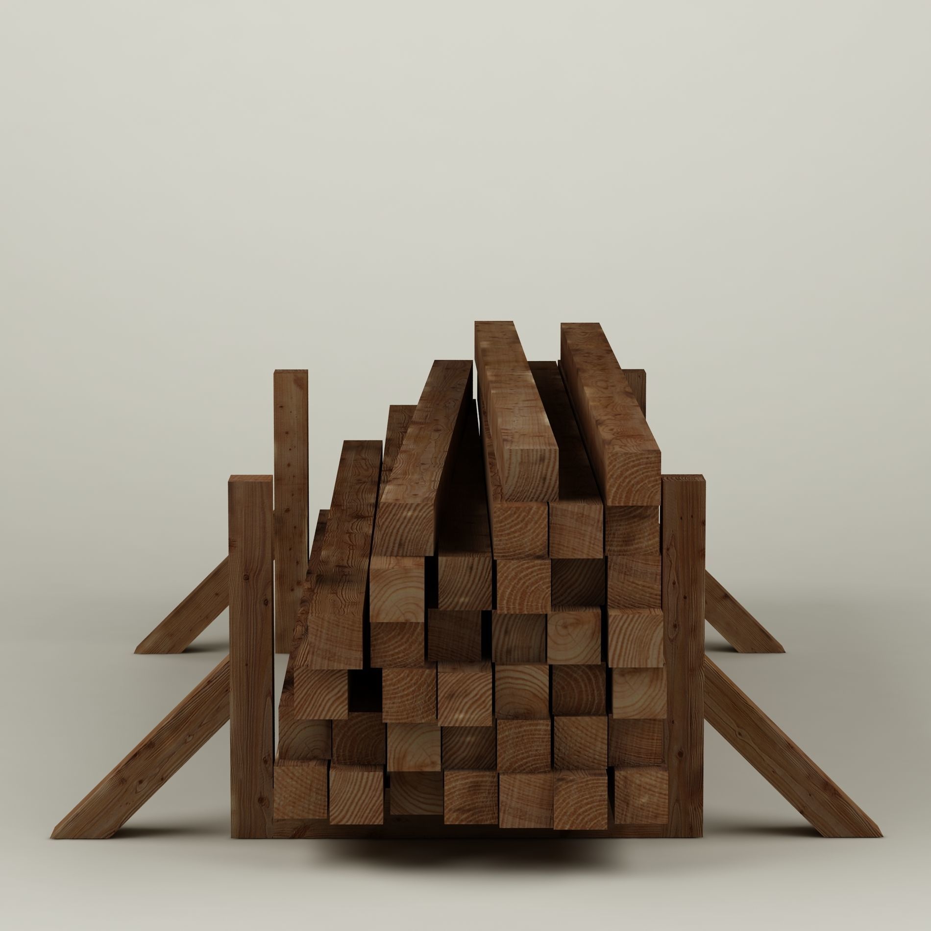 Stack wood materials 02 Low-poly 3D model_1