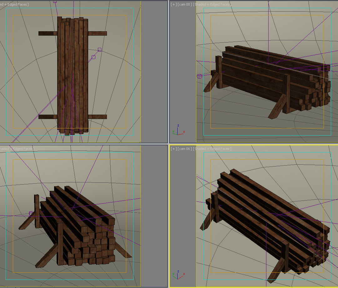 Stack wood materials 02 Low-poly 3D model_12