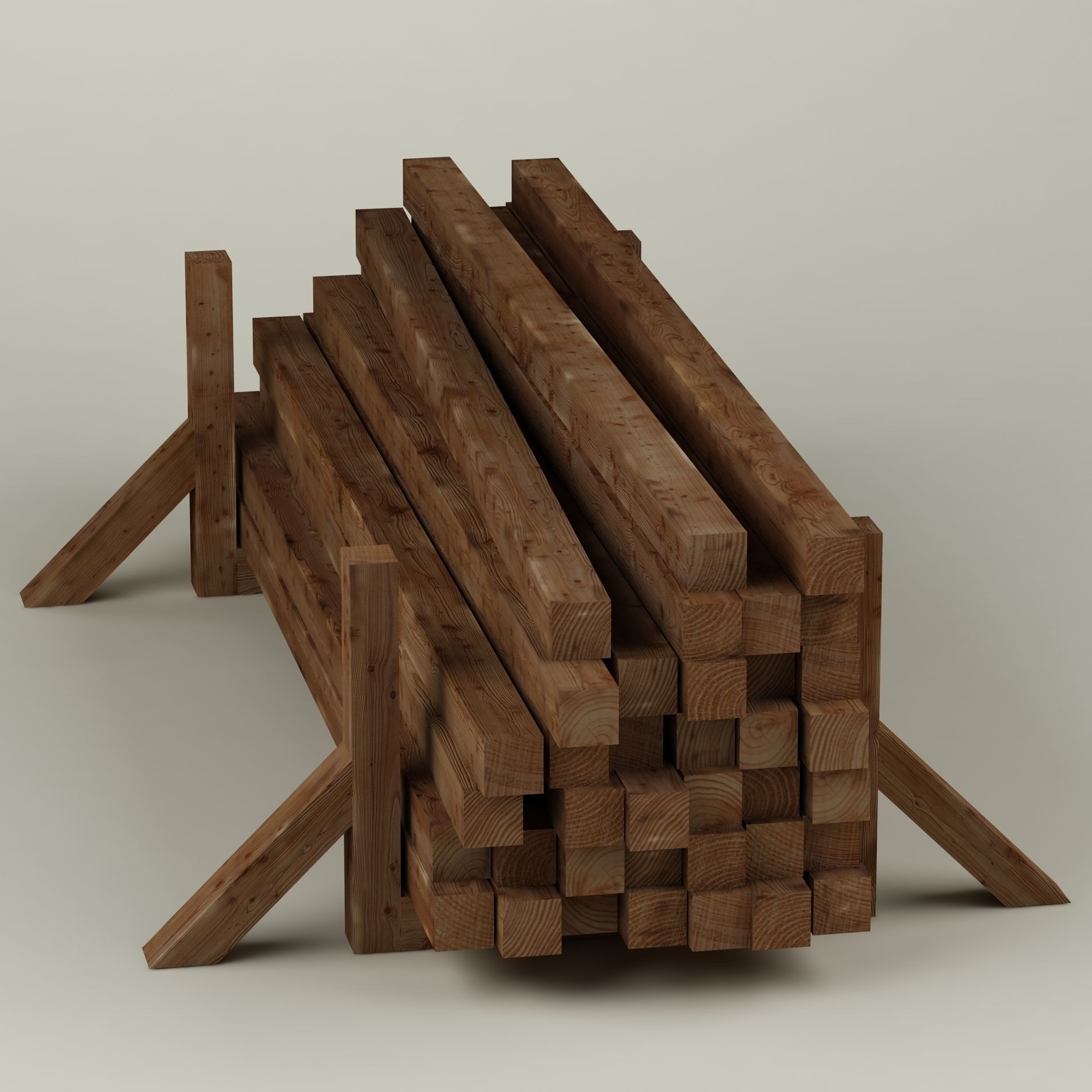 Stack wood materials 02 Low-poly 3D model_4