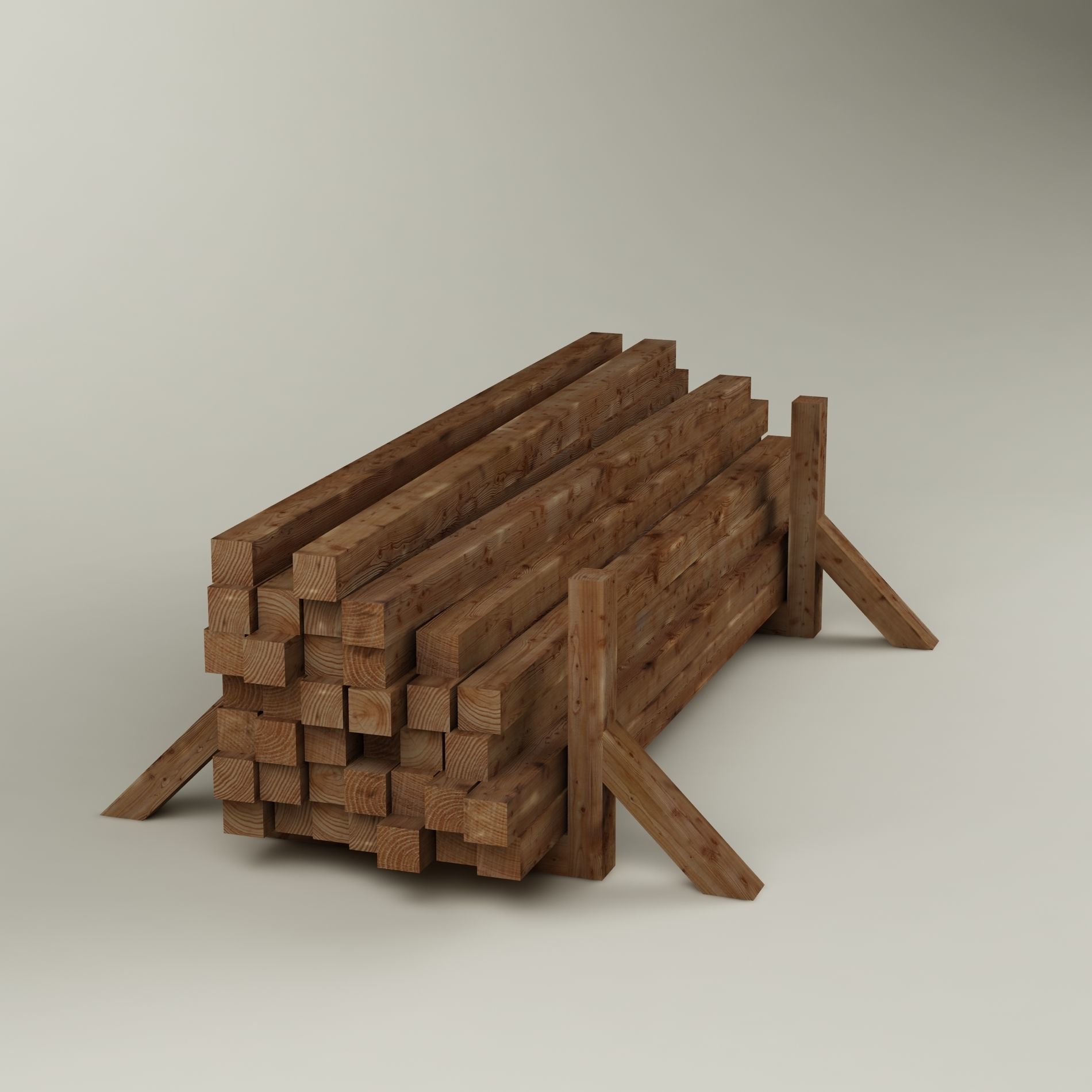 Stack wood materials 02 Low-poly 3D model_7