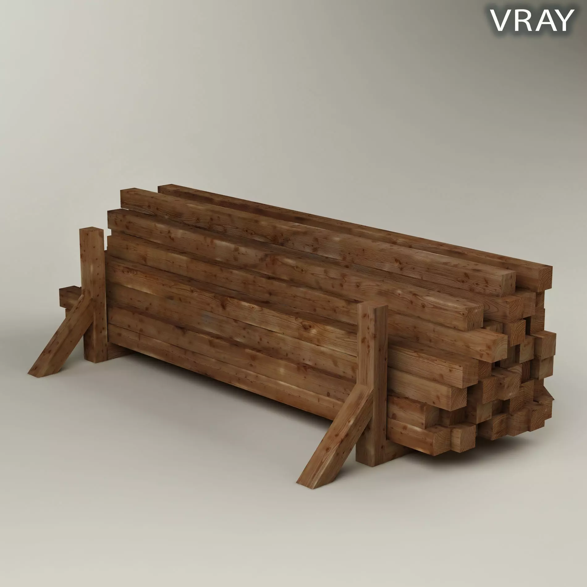 Stack wood materials 02 Low-poly 3D model_0