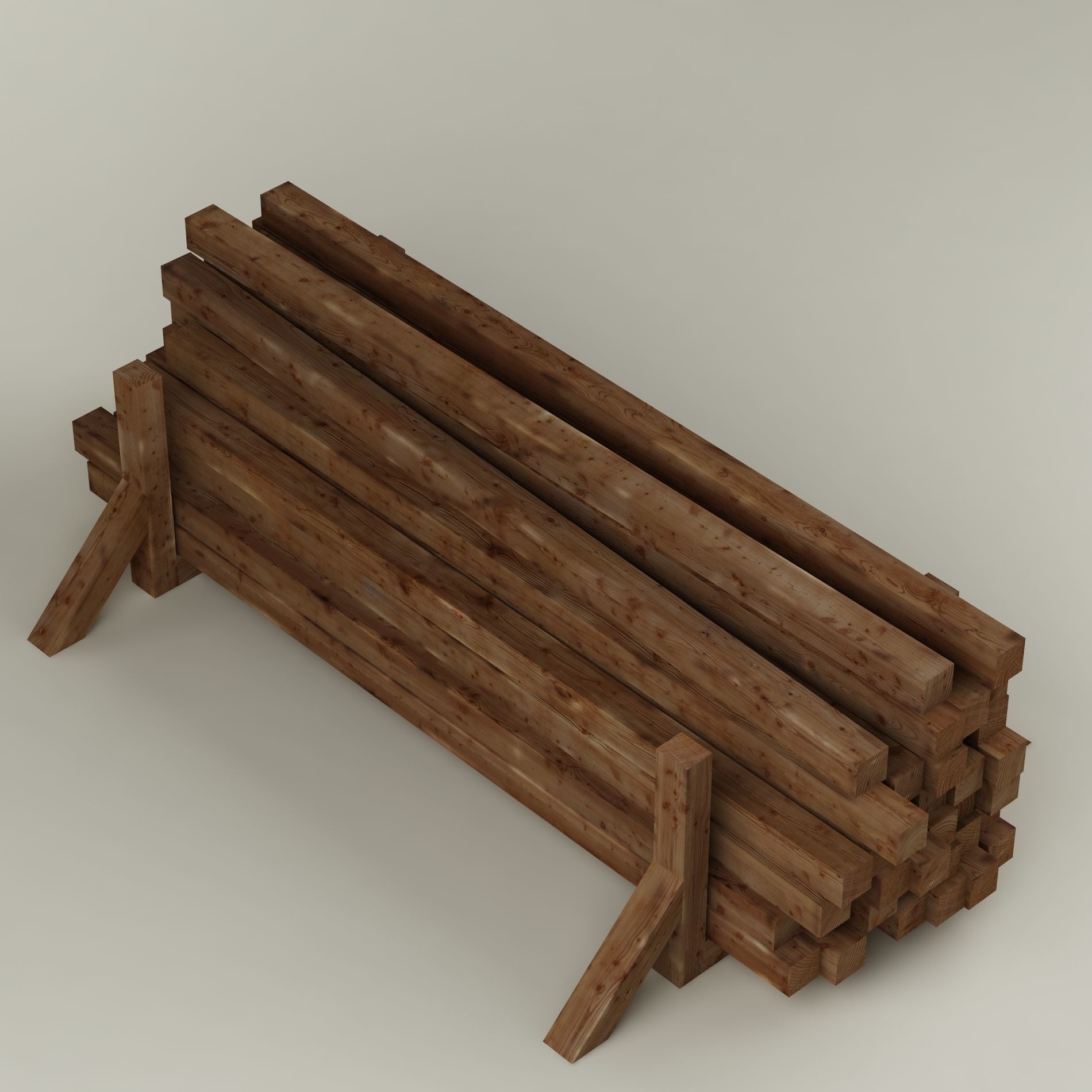 Stack wood materials 02 Low-poly 3D model_6