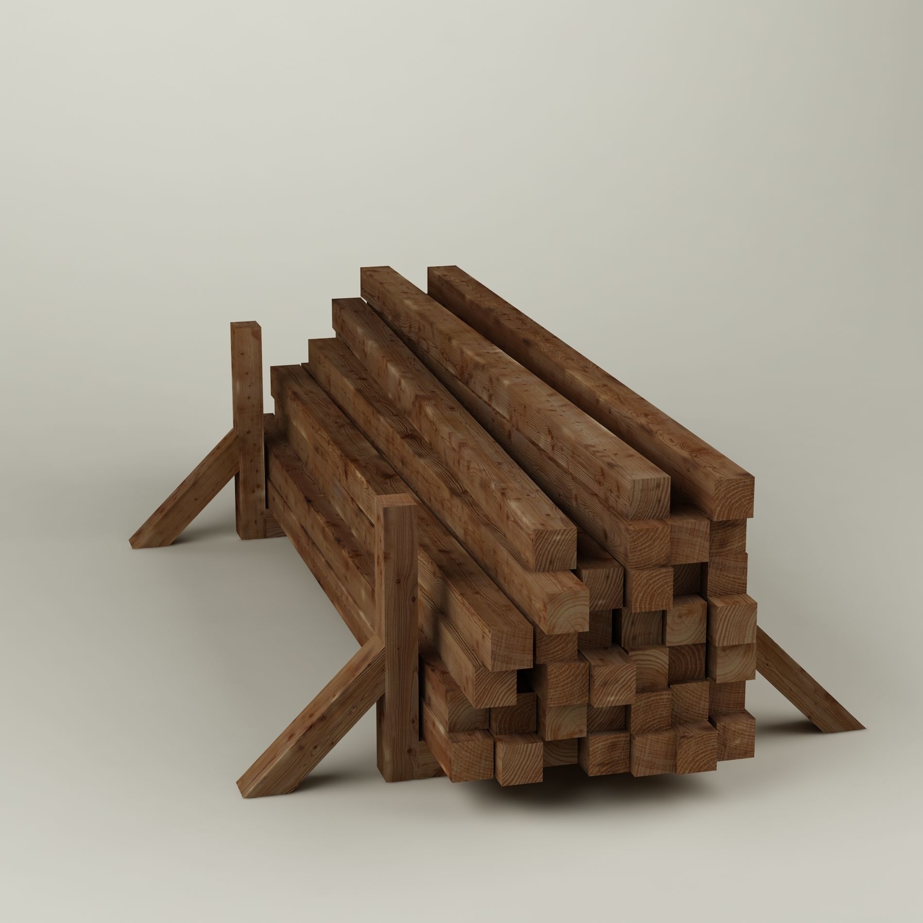 Stack wood materials 02 Low-poly 3D model_2