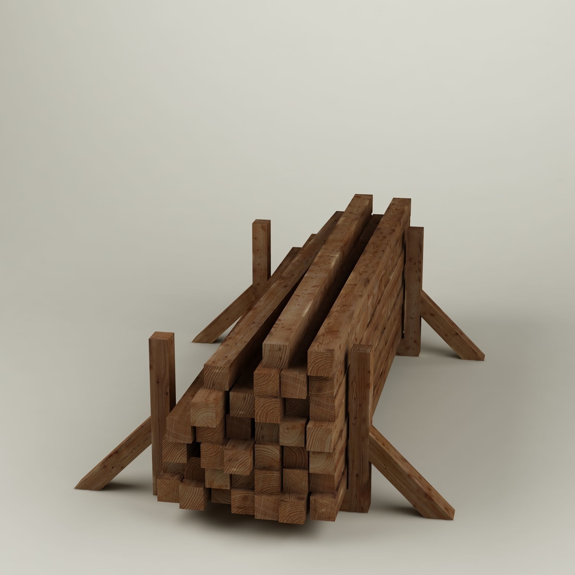 Stack wood materials 02 Low-poly 3D model_3