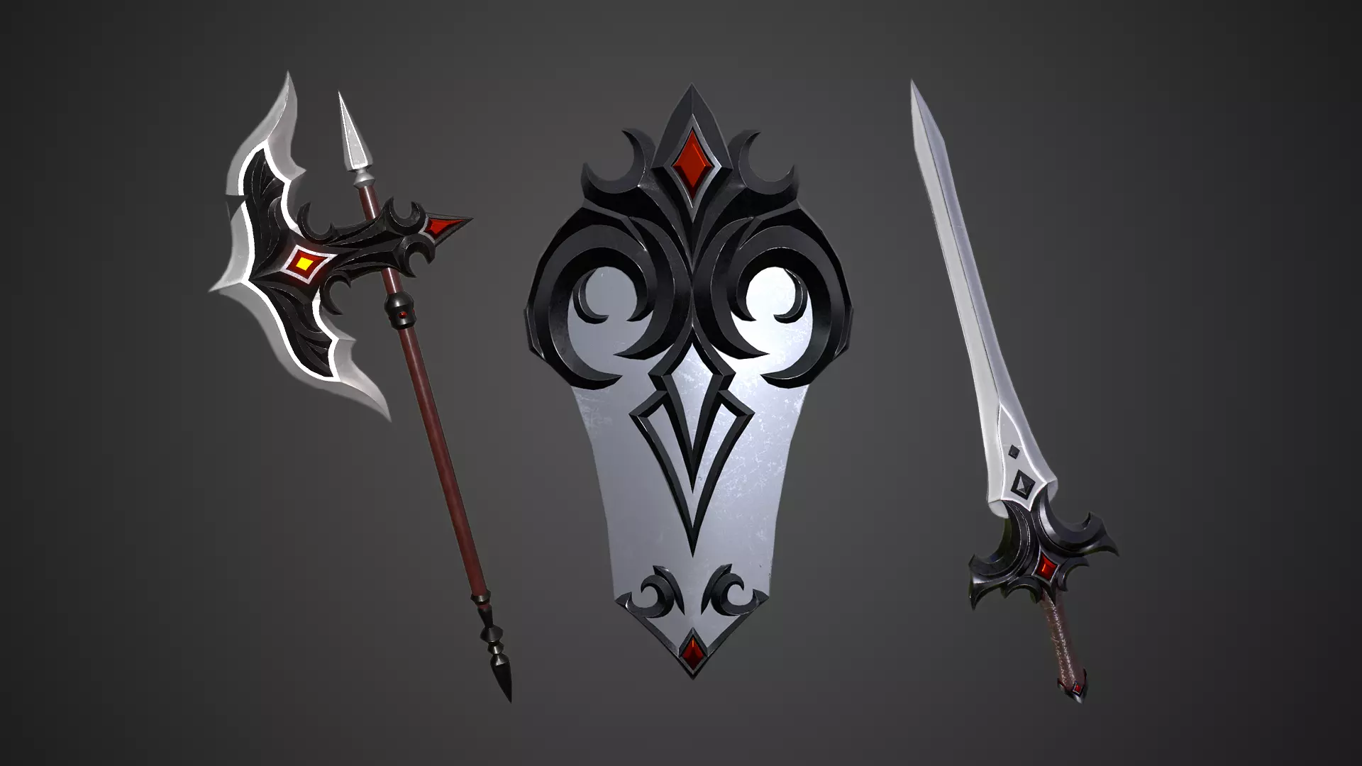 Fantasy dark weapon 3D Model Collection_0
