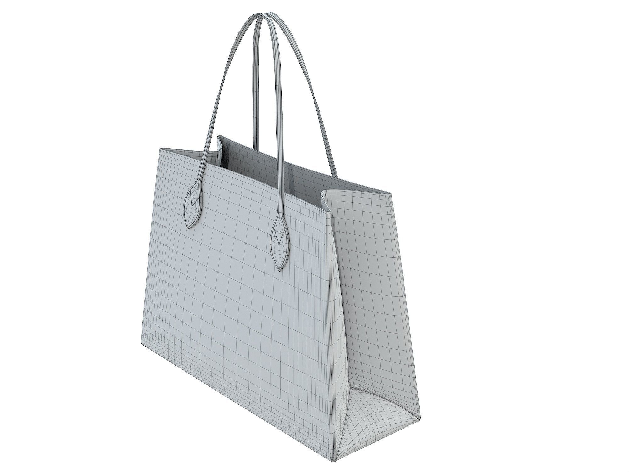 Louis Vuitton Lockme Shopper Bag Cream Low-poly 3D model_7