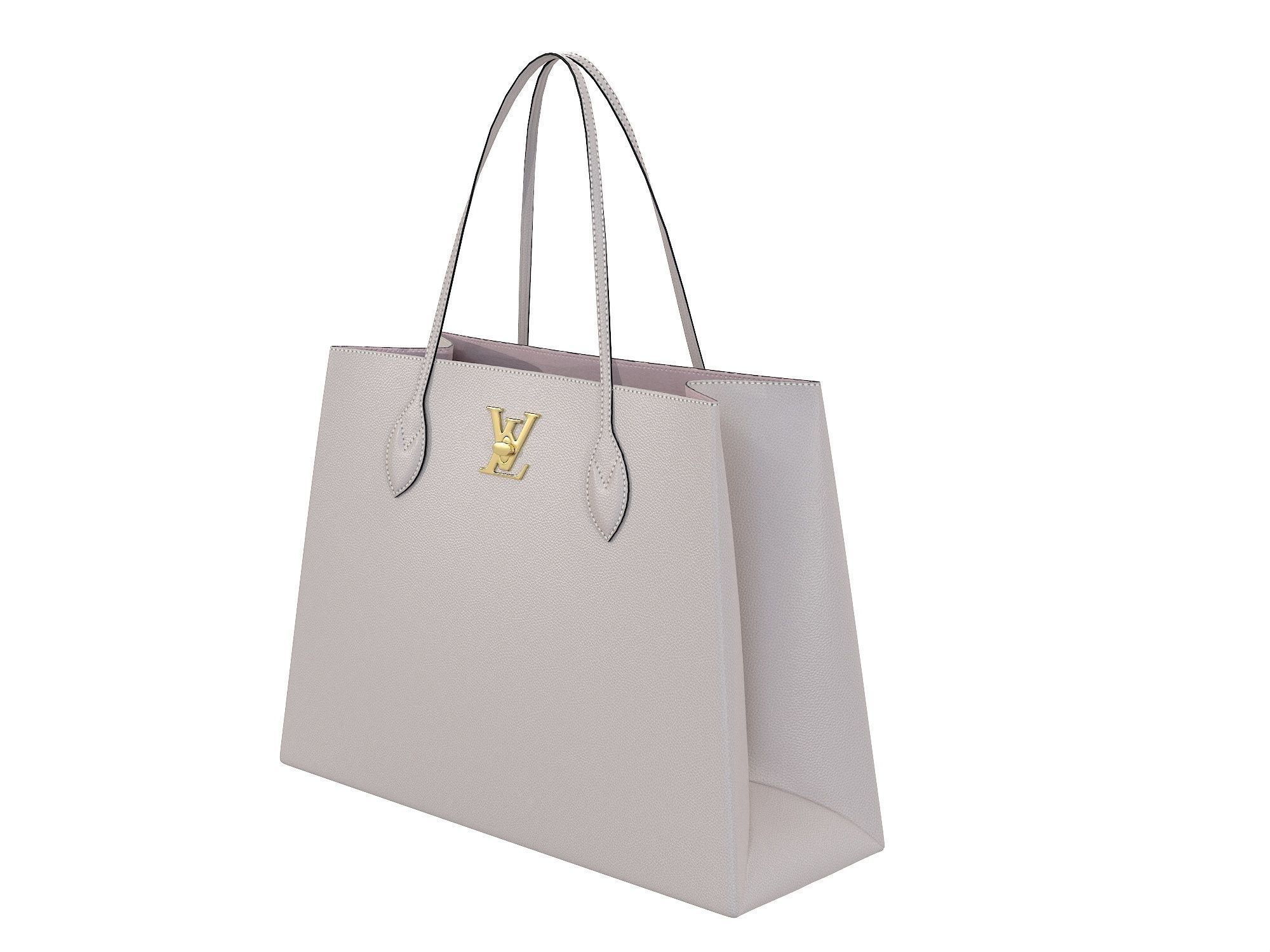 Louis Vuitton Lockme Shopper Bag Cream Low-poly 3D model_5