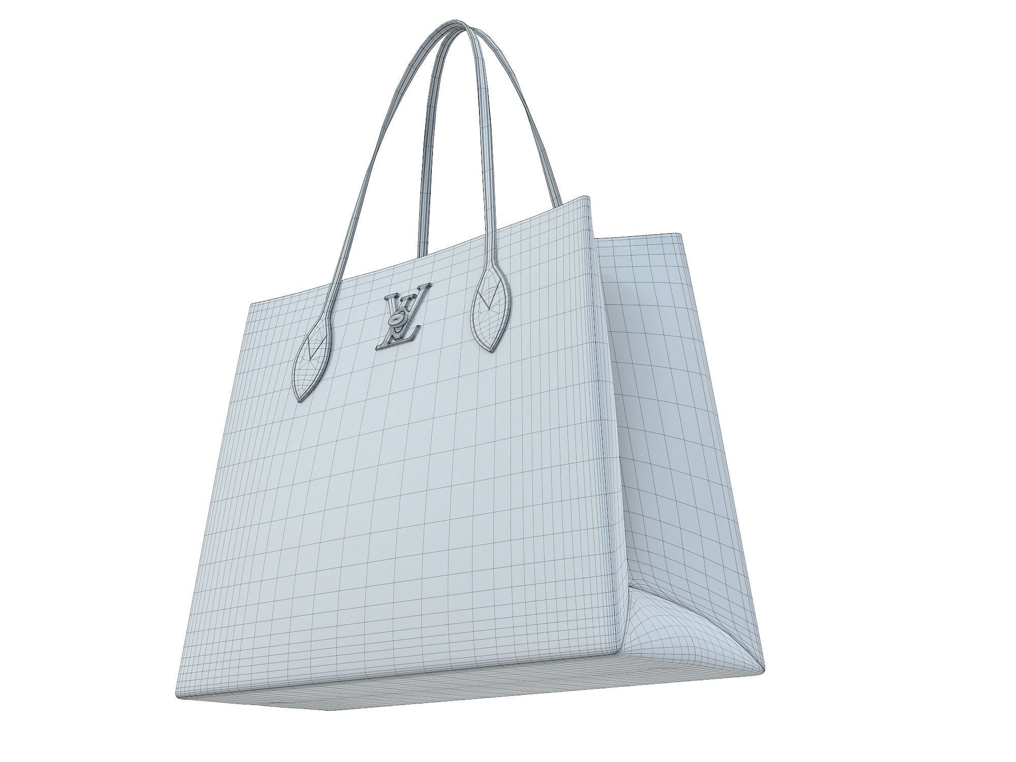 Louis Vuitton Lockme Shopper Bag Cream Low-poly 3D model_8