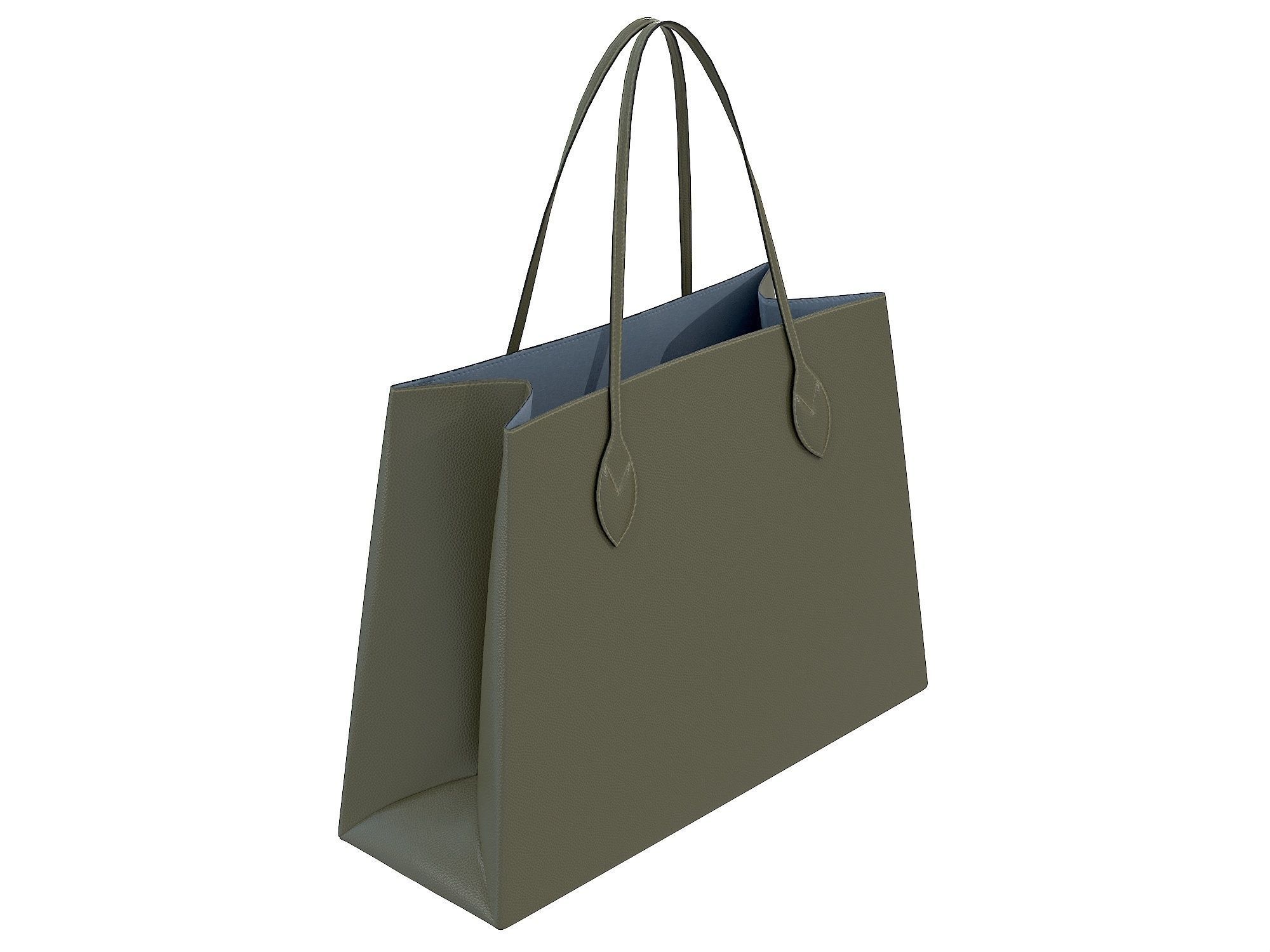 Louis Vuitton Lockme Shopper Bag Khaki Low-poly 3D model_3