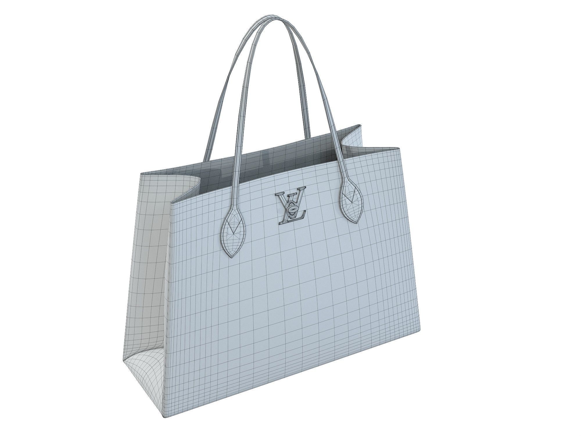 Louis Vuitton Lockme Shopper Bag Khaki Low-poly 3D model_5