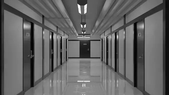 Hallway corridor in office building -