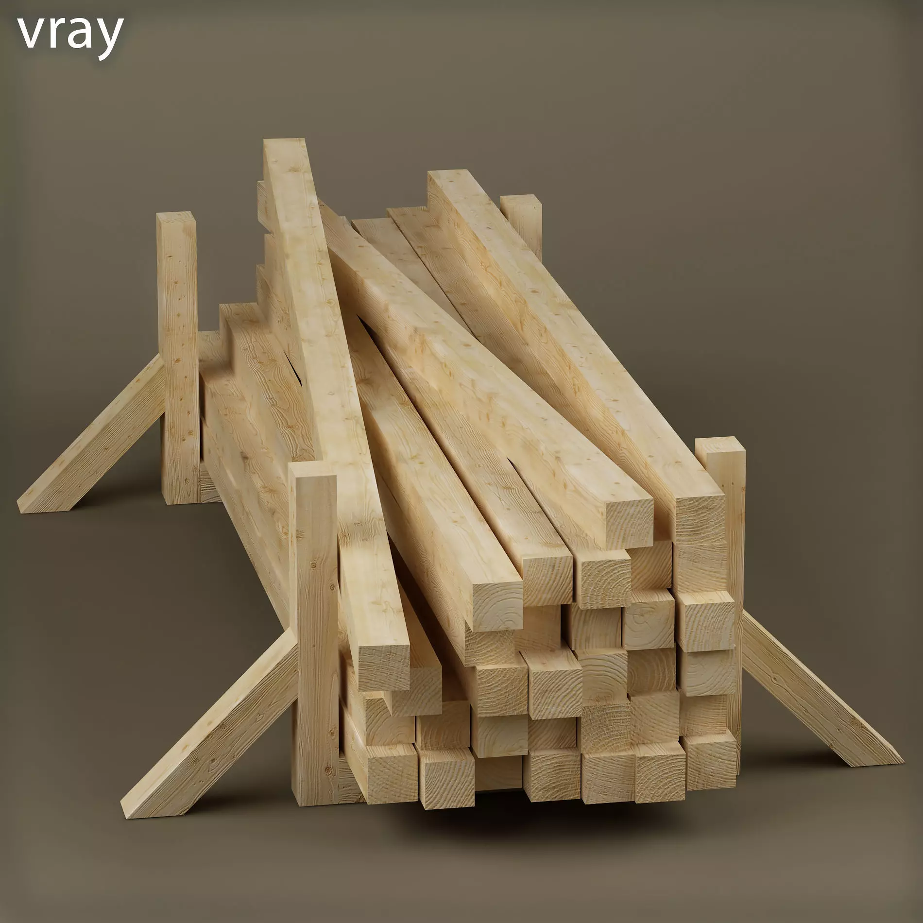 Stack wood materials 03 3D model_0