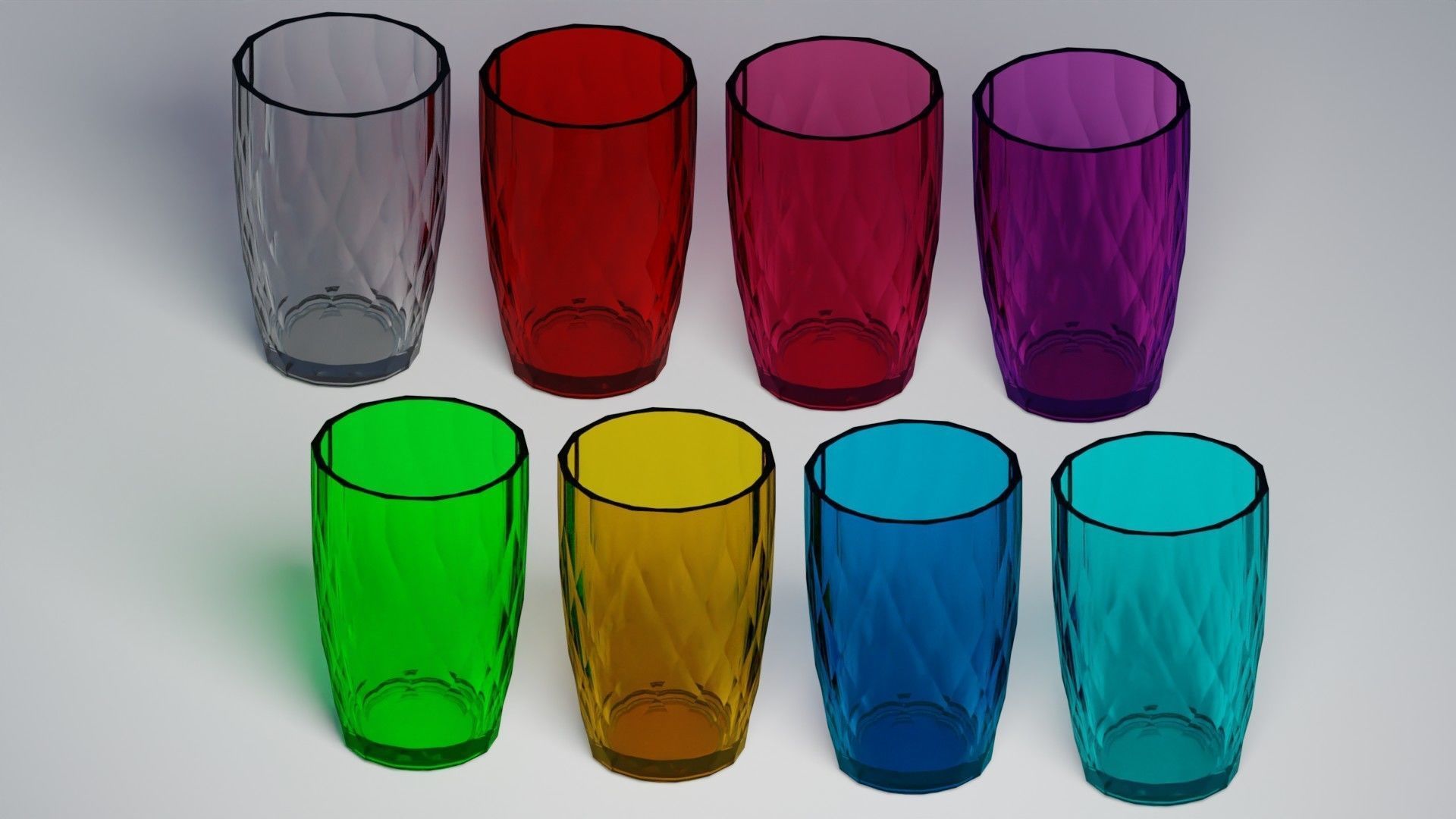 Glass II Faceted LP Lowpoly Low-poly 3D model_4