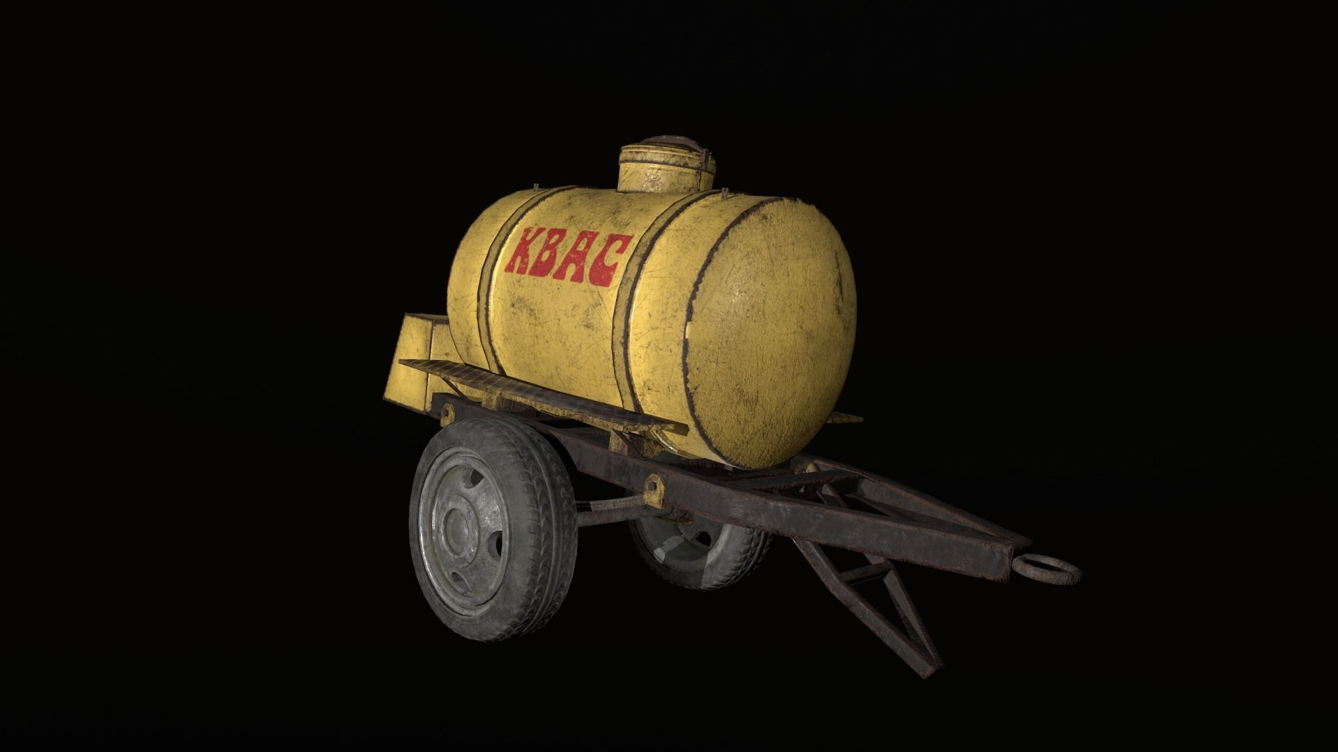 Soviet Kvass trailer barrel  Low-poly 3D model_2