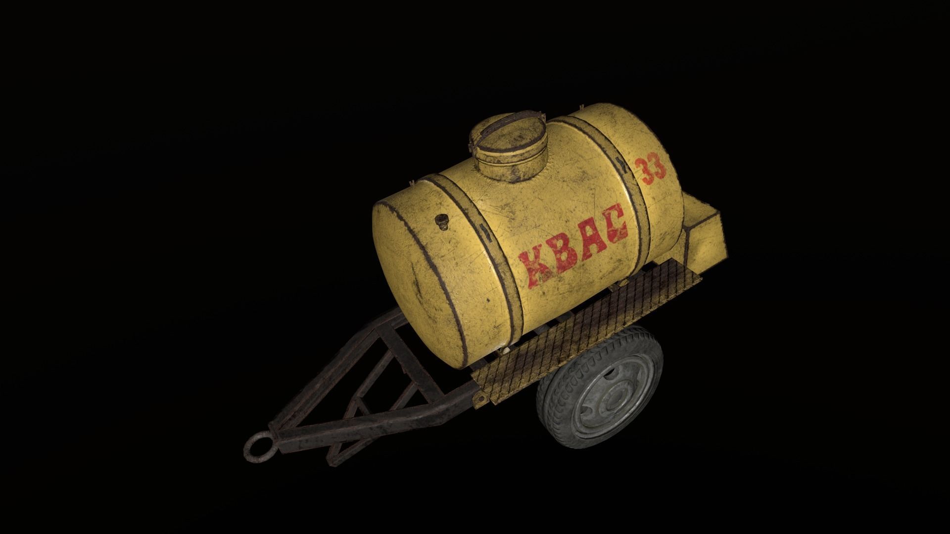 Soviet Kvass trailer barrel  Low-poly 3D model_5