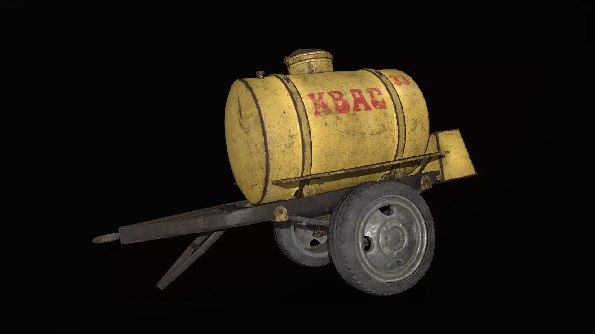 Soviet Kvass trailer barrel  Low-poly 3D model_0