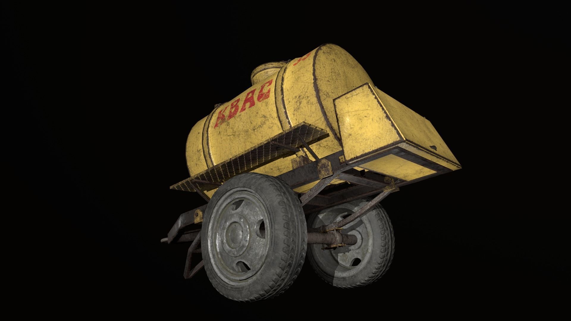 Soviet Kvass trailer barrel  Low-poly 3D model_3