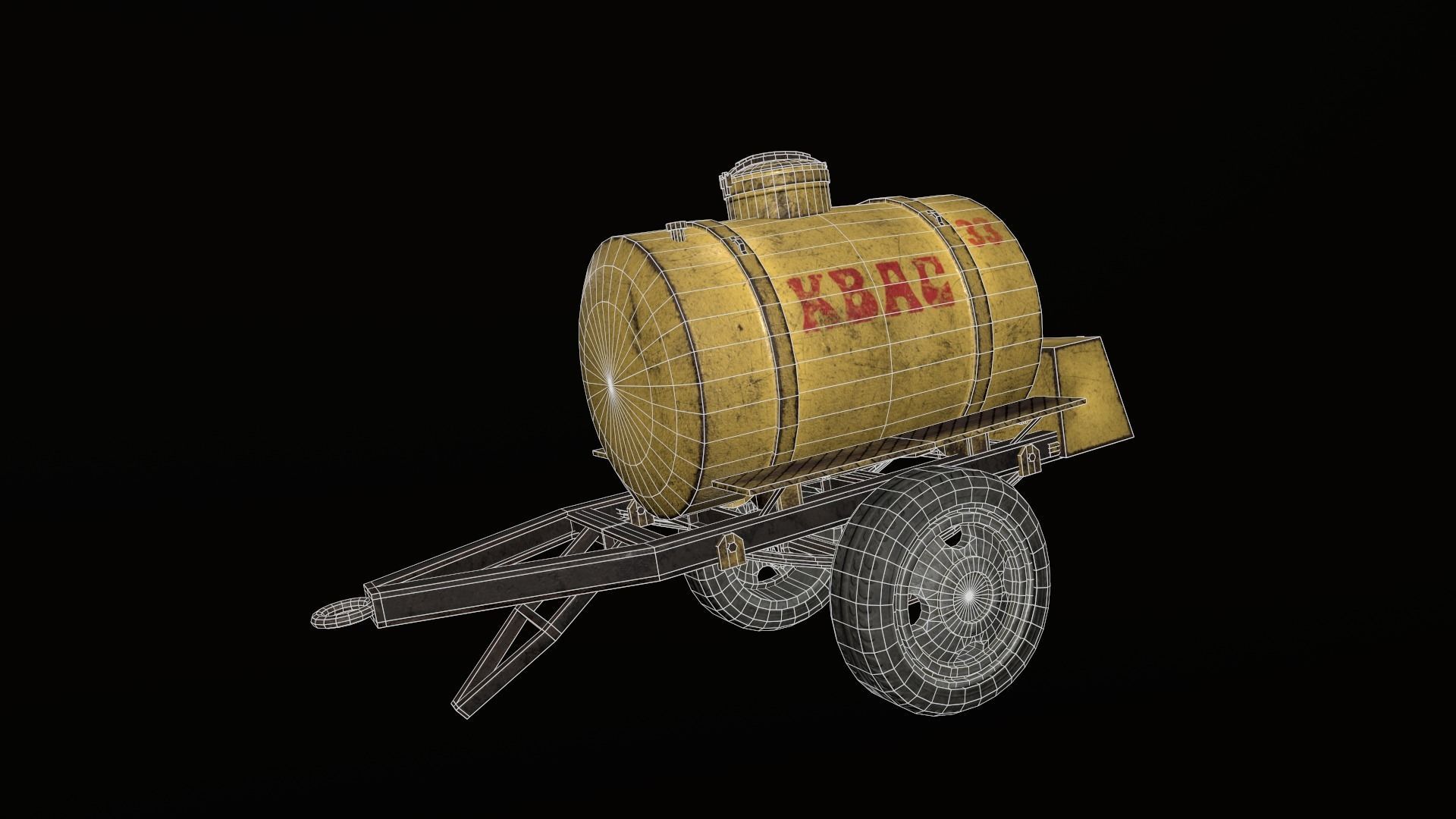 Soviet Kvass trailer barrel  Low-poly 3D model_6