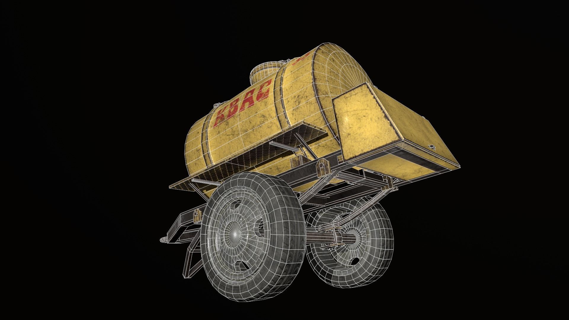 Soviet Kvass trailer barrel  Low-poly 3D model_4