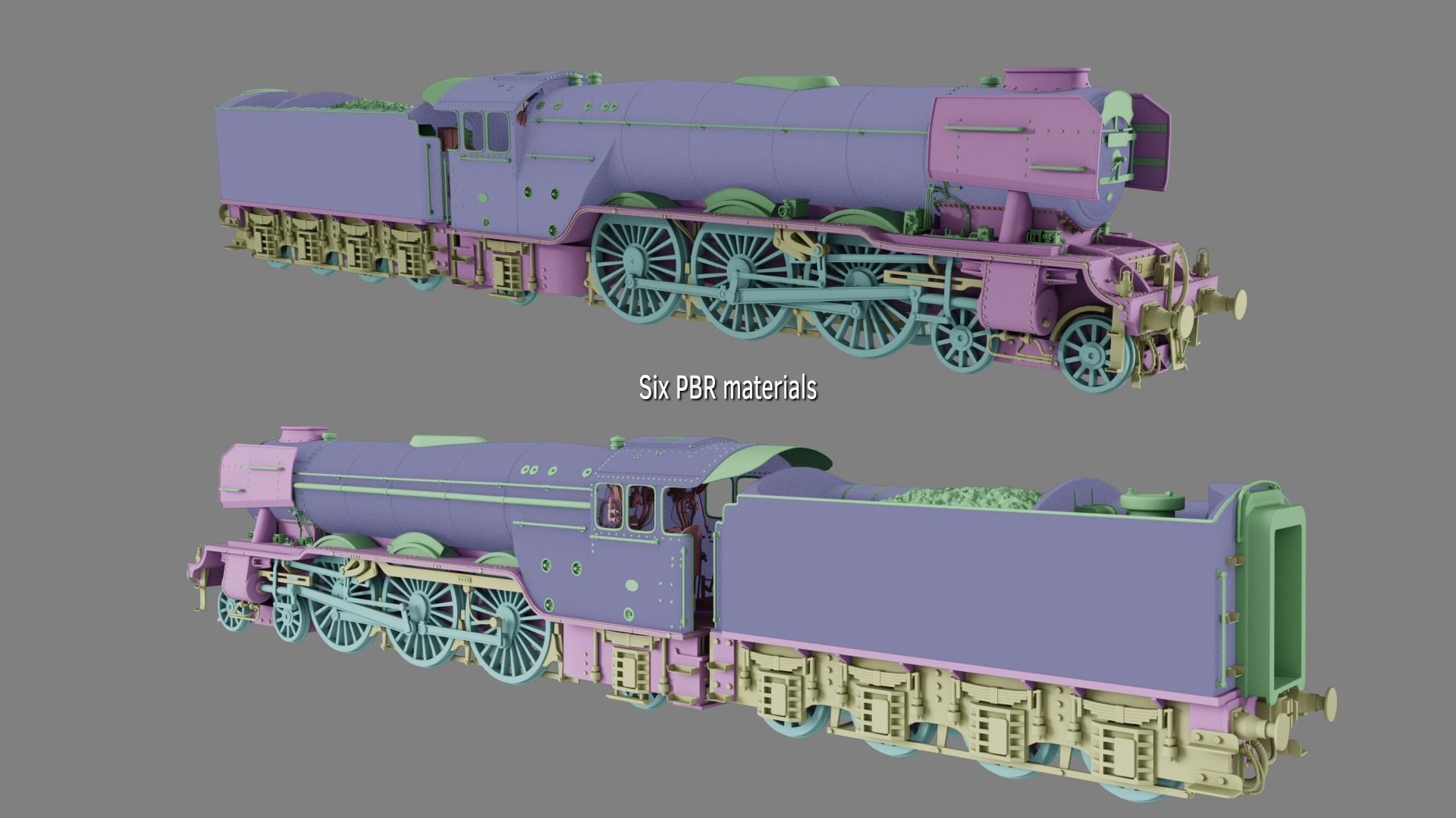 Flying Scotsman steam train 3D model_11