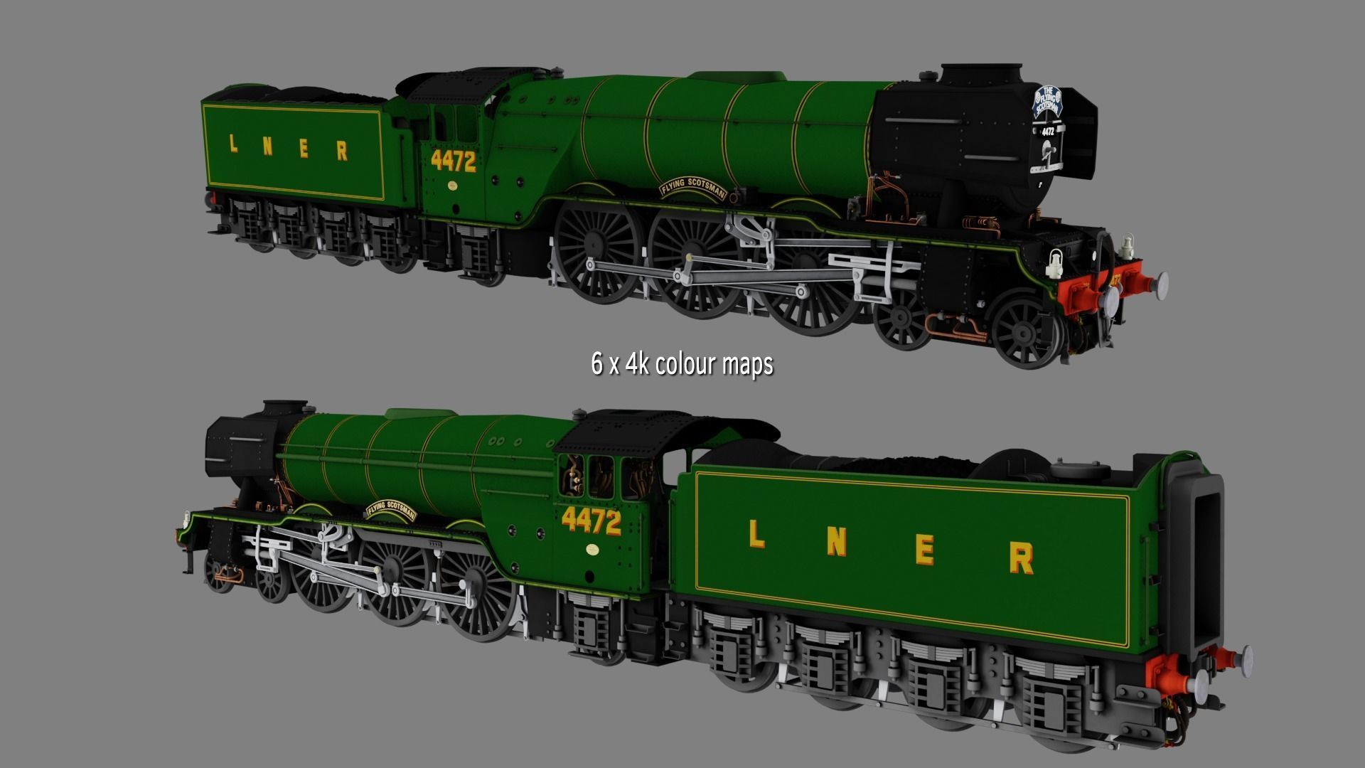 Flying Scotsman steam train 3D model_12