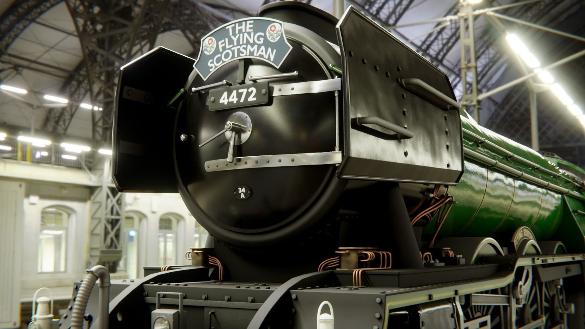Flying Scotsman steam train 3D model_2