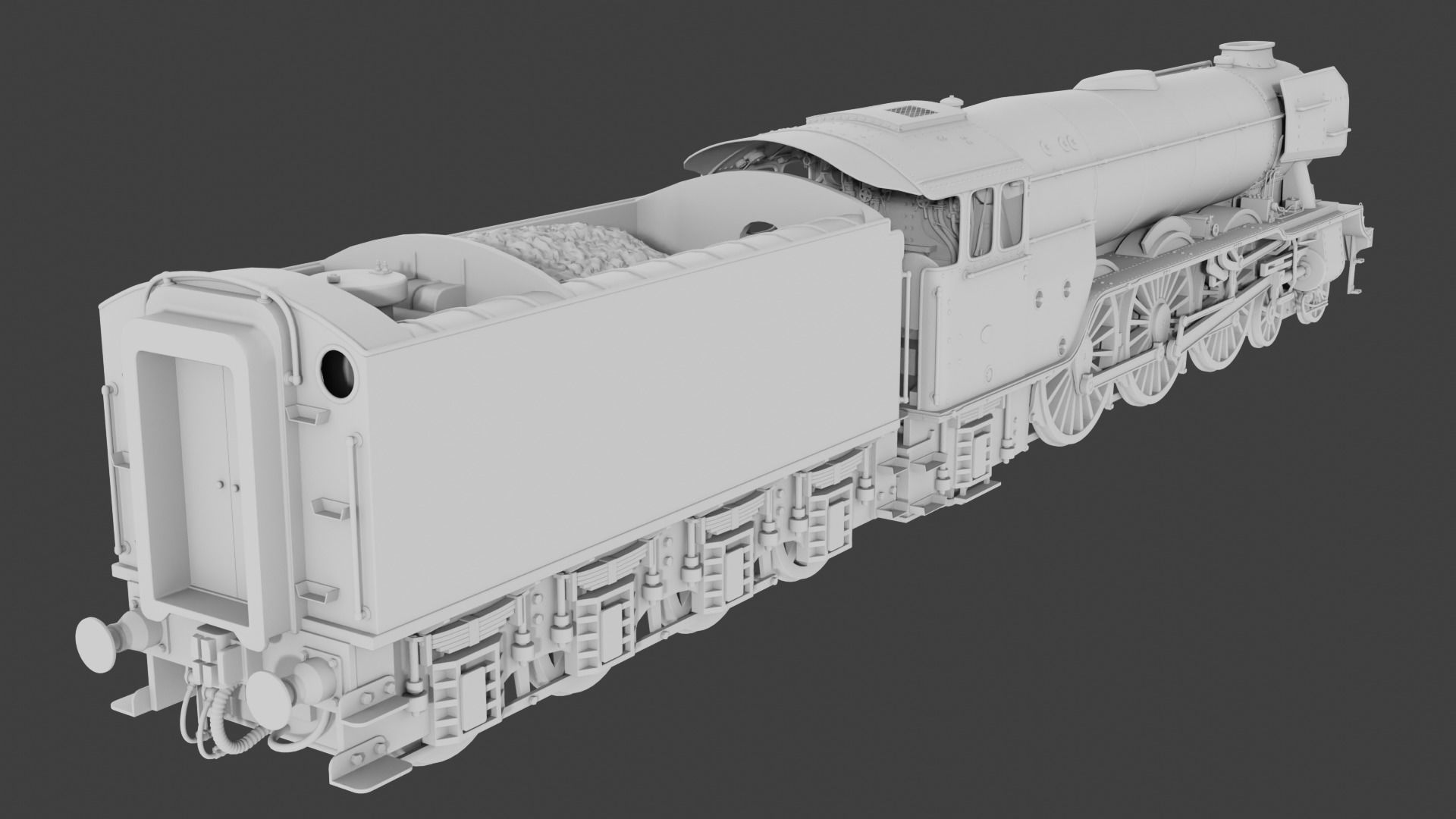 Flying Scotsman steam train 3D model_9