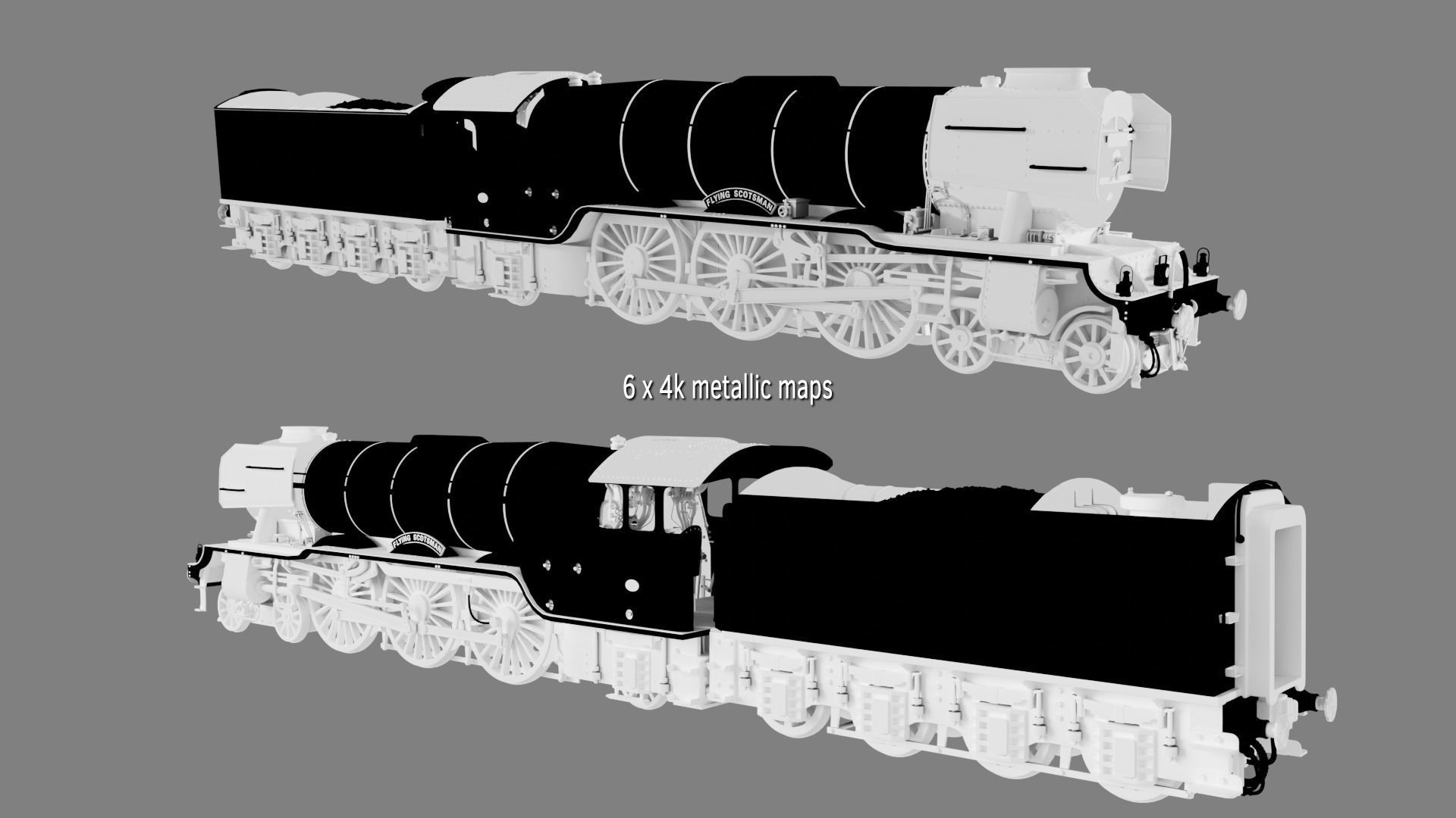 Flying Scotsman steam train 3D model_14