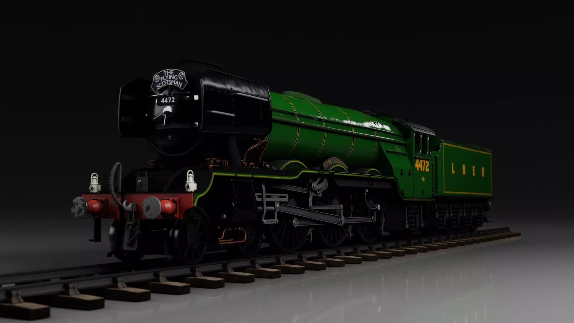 Flying Scotsman steam train 3D model_0