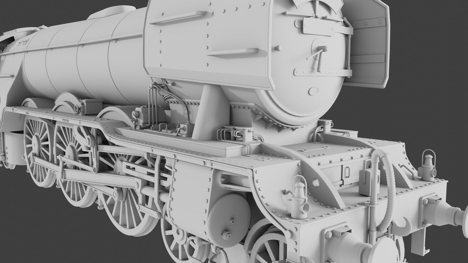 Flying Scotsman steam train 3D model_7