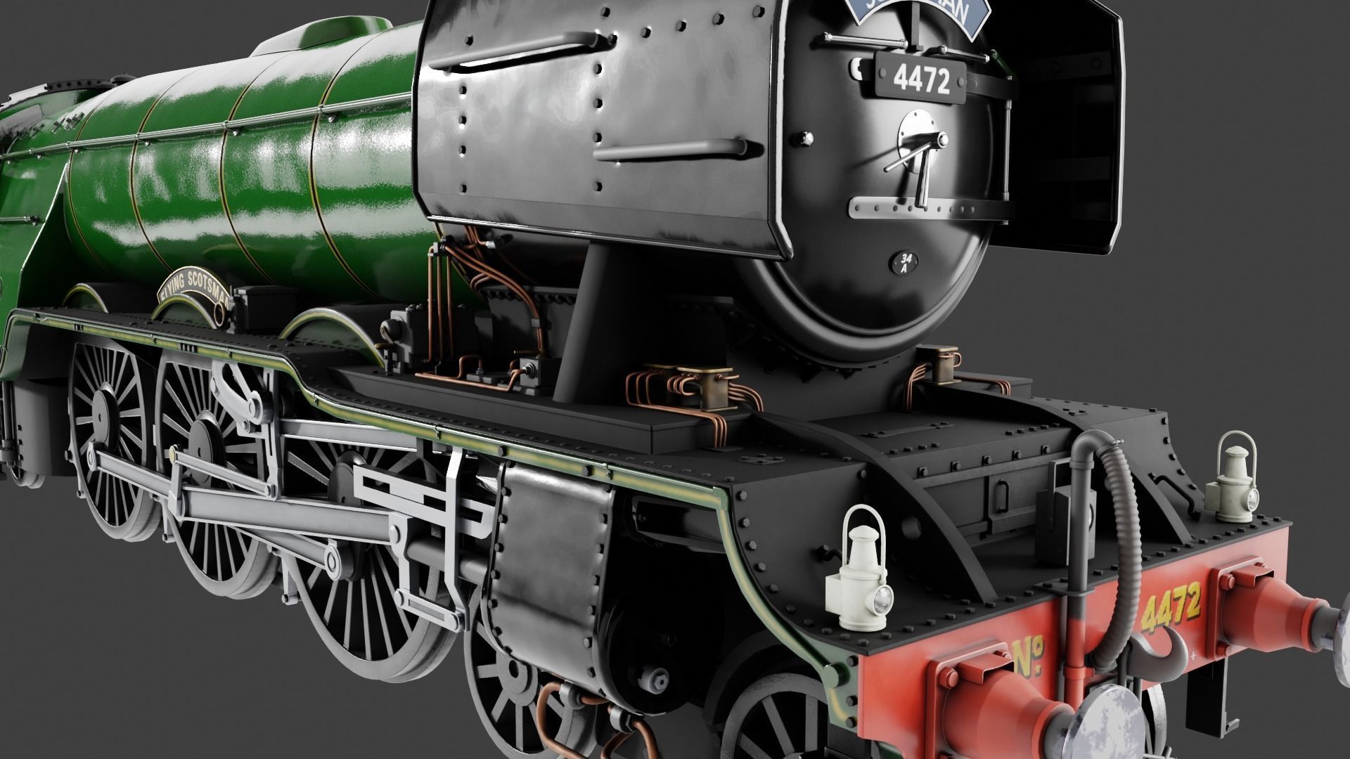 Flying Scotsman steam train 3D model_8