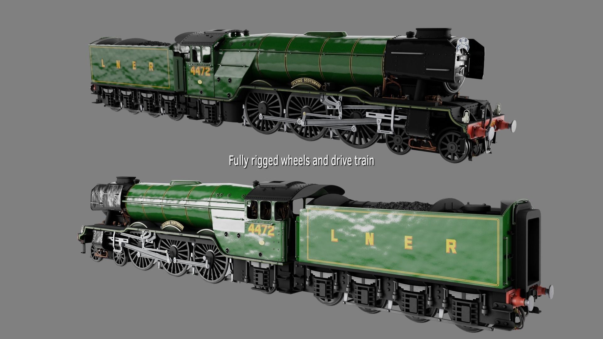 Flying Scotsman steam train 3D model_17