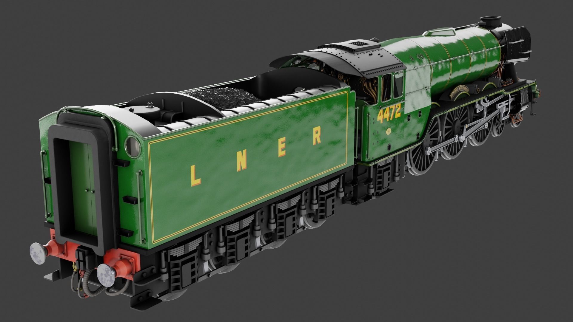 Flying Scotsman steam train 3D model_10