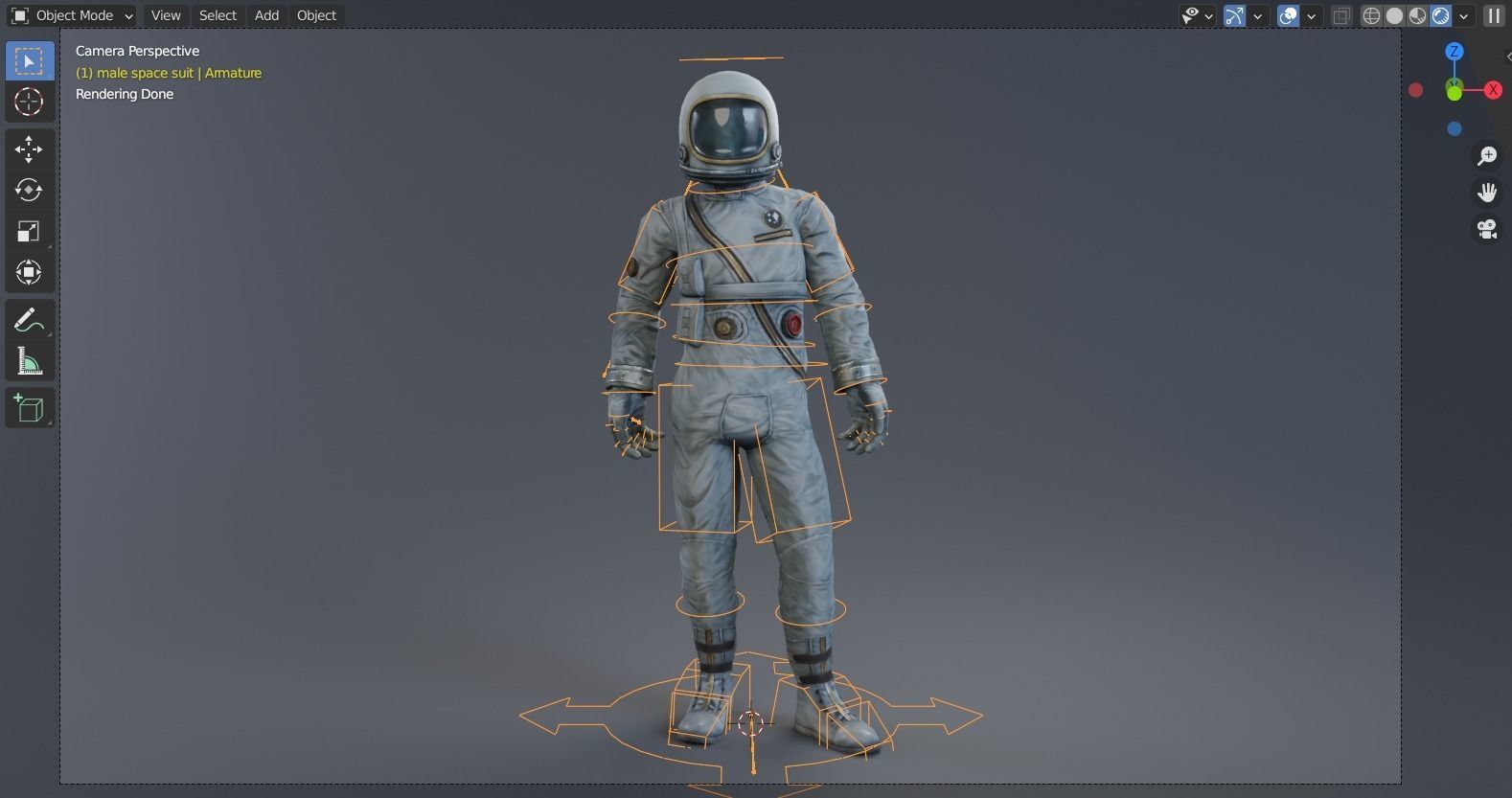 Male and female Space suit rigged Low-poly 3D model_4