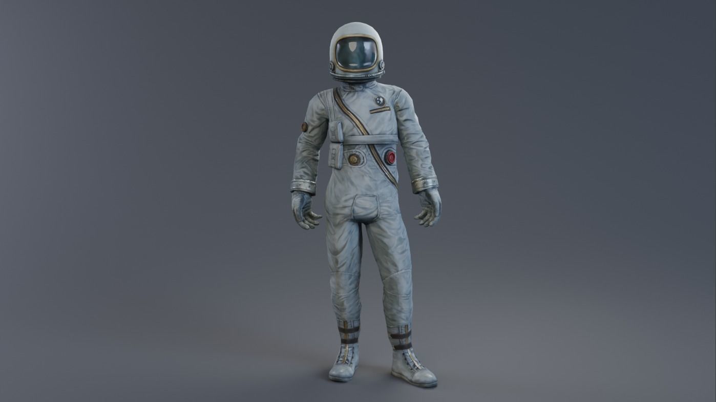 Male and female Space suit rigged Low-poly 3D model_9