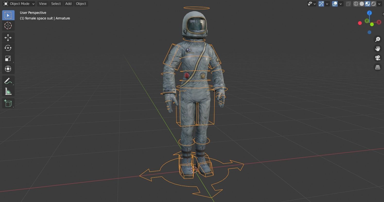 Male and female Space suit rigged Low-poly 3D model_2