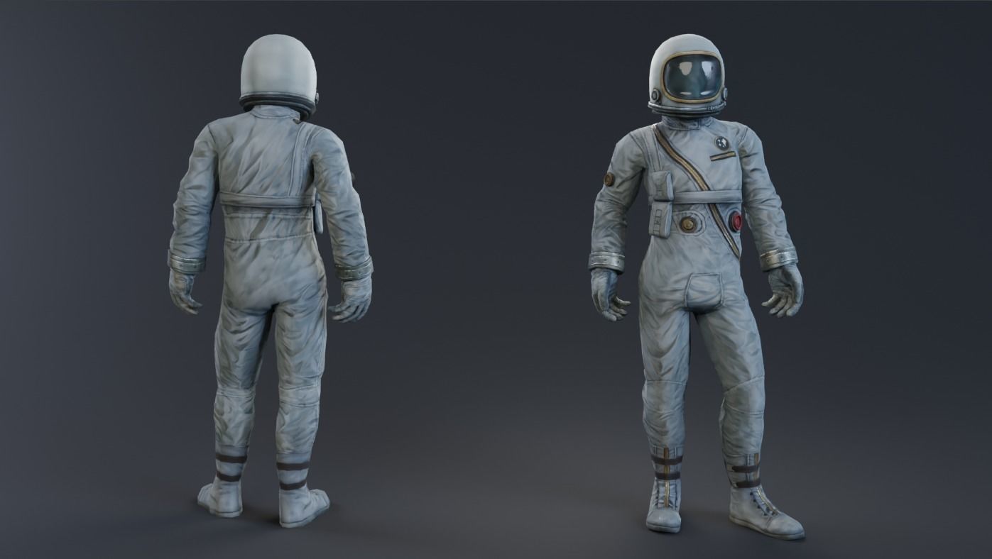 Male and female Space suit rigged Low-poly 3D model_5