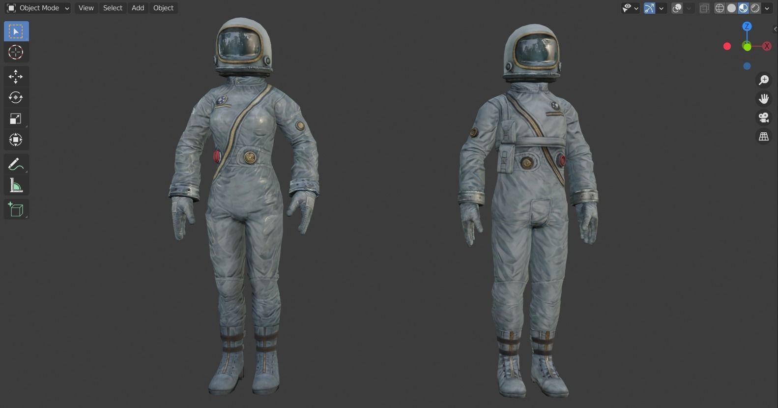 Male and female Space suit rigged Low-poly 3D model_11