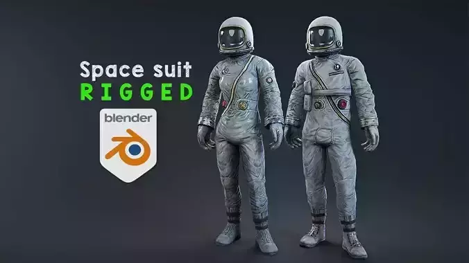 Male and female Space suit rigged Low-poly 3D model
